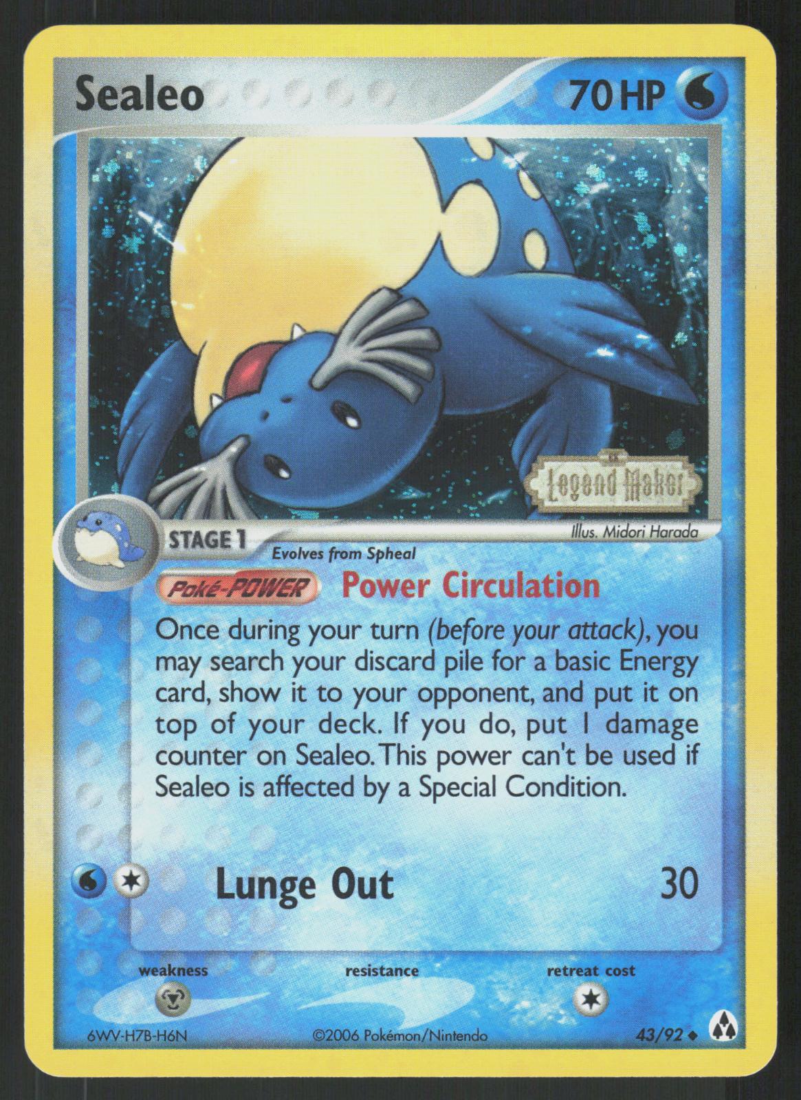 Pokemon Sealeo 43/92 Legend Maker Uncommon Reverse Holo Near Mint