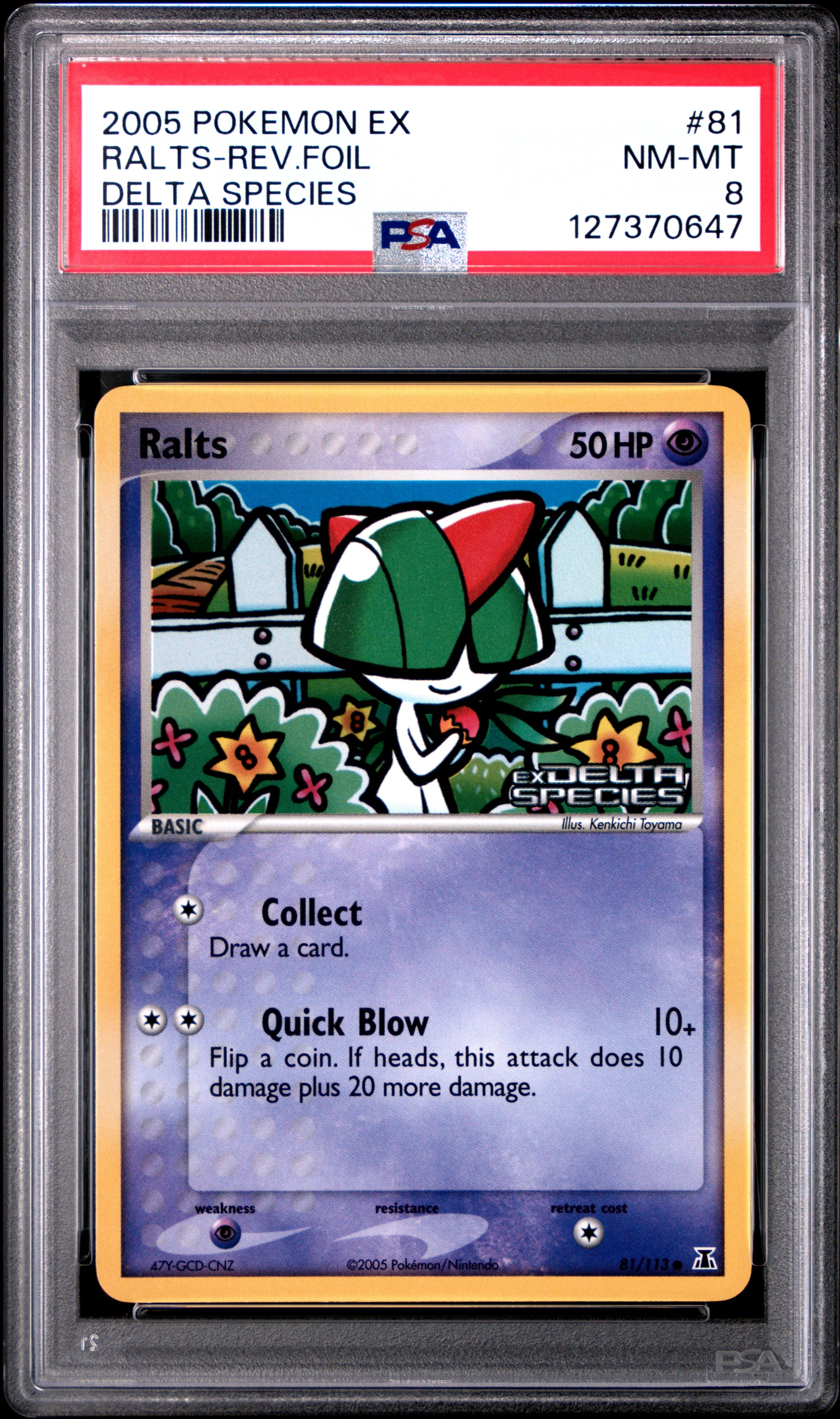 Ralts Reverse Holo 81/113 Delta Species Pokemon PSA 8