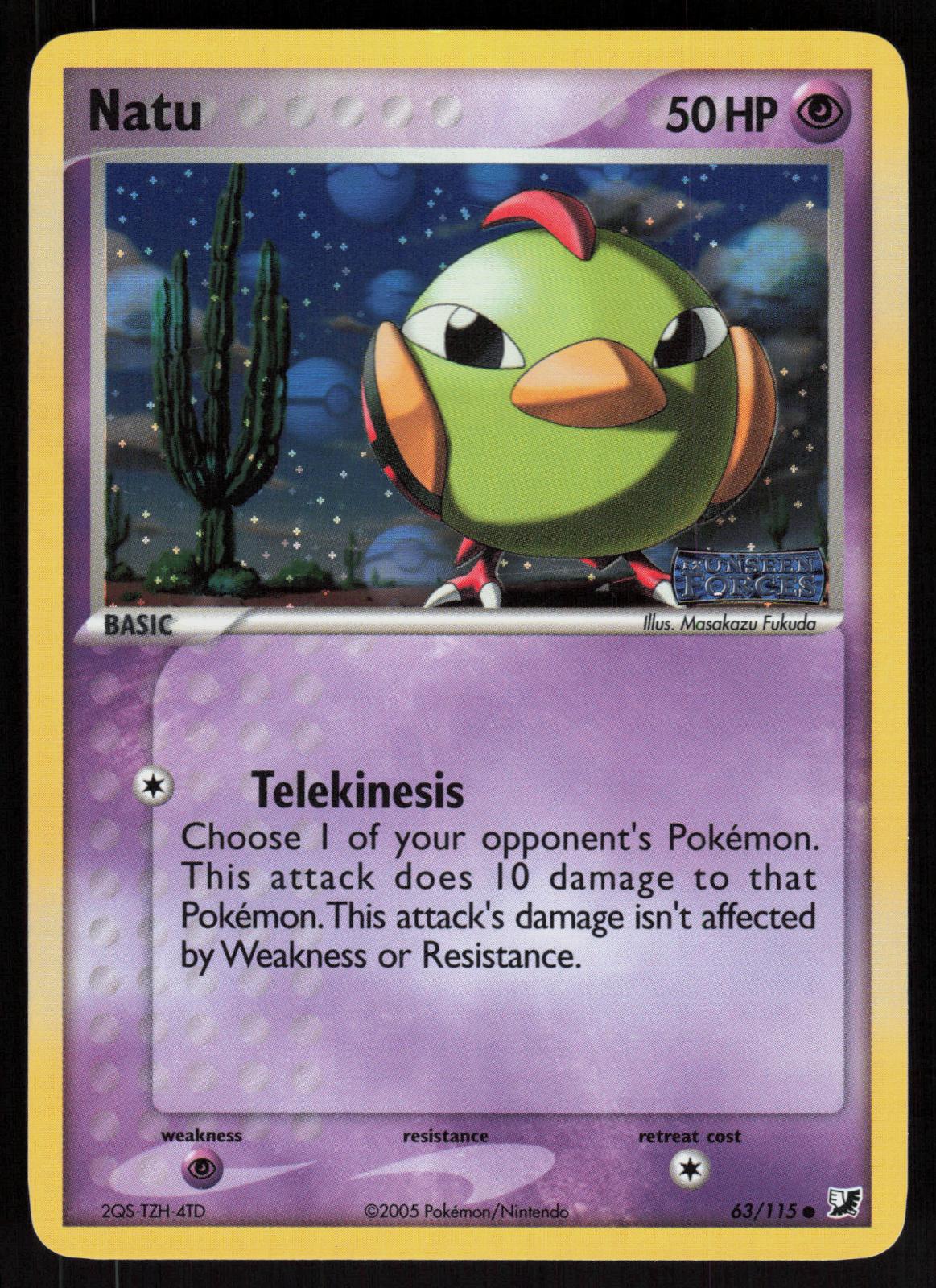 Pokemon Natu 63/115 Unseen Forces Common Reverse Holo Near Mint