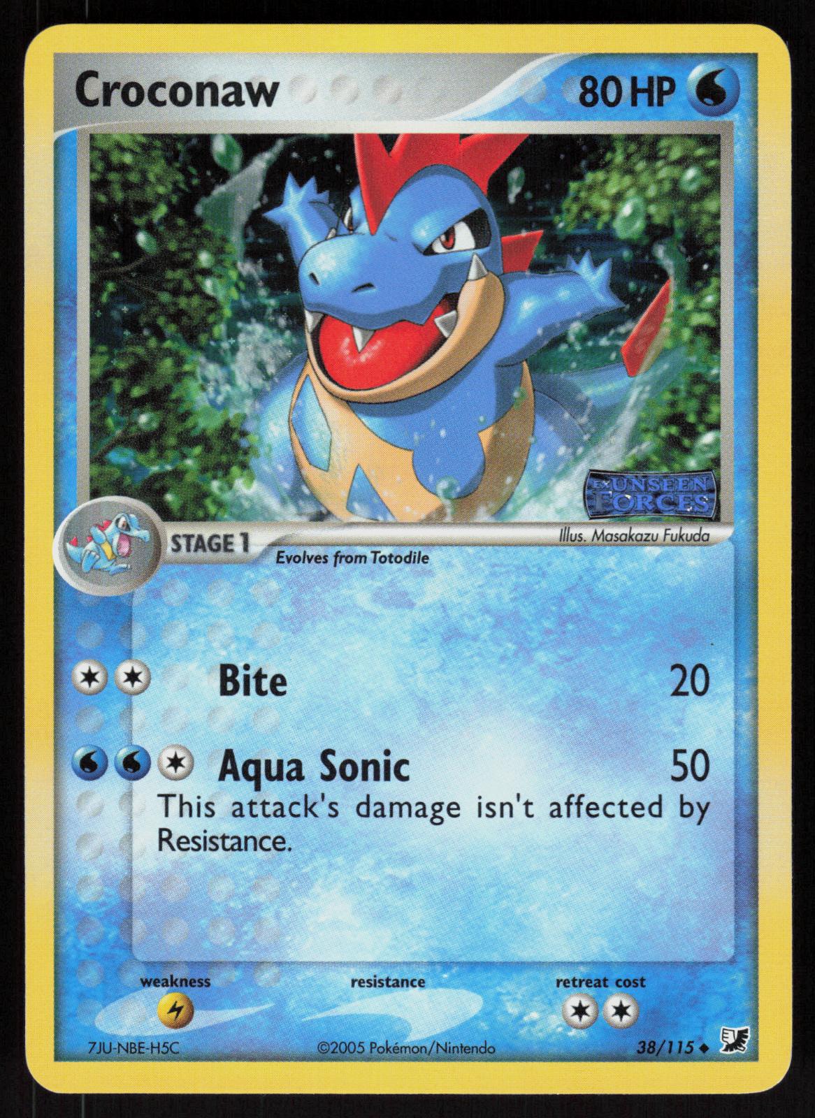 Pokemon Croconaw 38/115 Unseen Forces Uncommon Reverse Holo Near Mint
