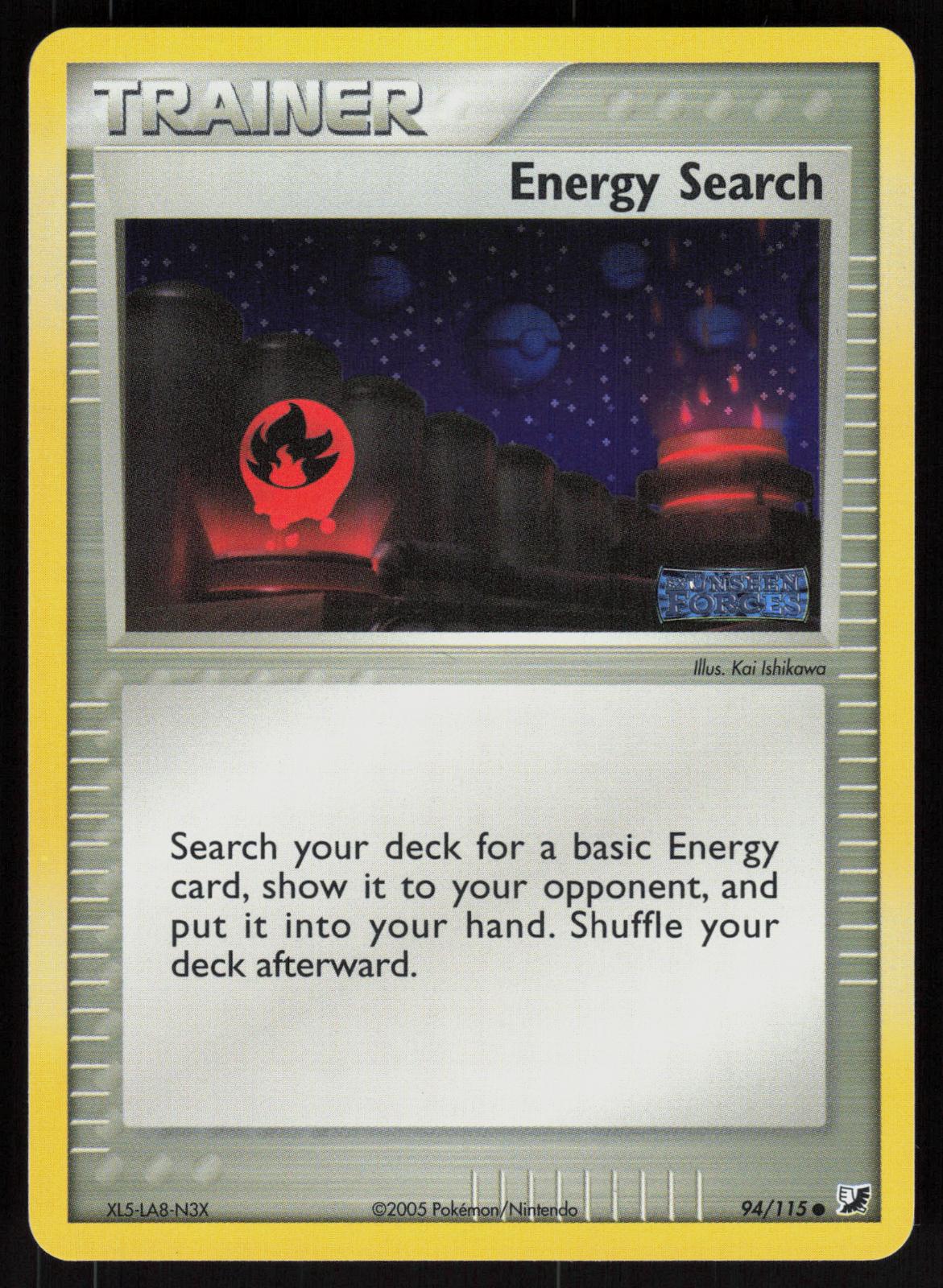 Pokemon Energy Search 94/115 Unseen Forces Common Reverse Holo Near Mint