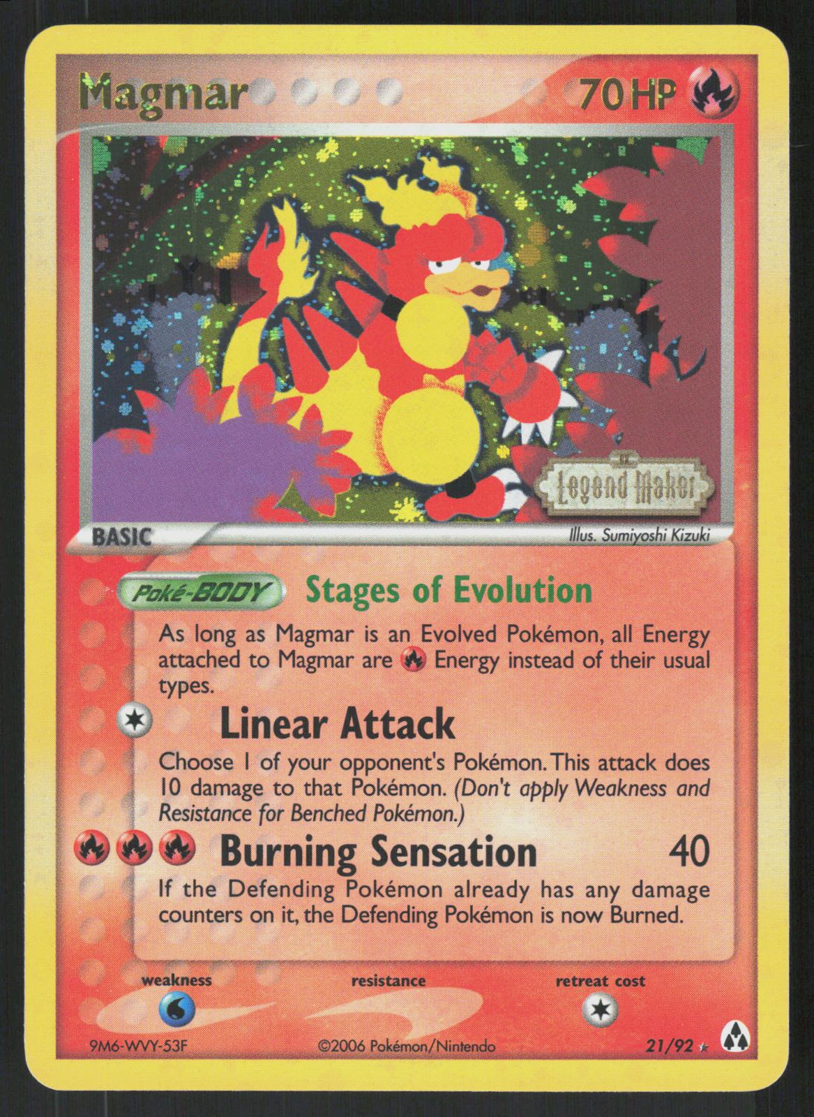 Pokemon Magmar 21/92 Legend Maker Rare Reverse Holo Near Mint