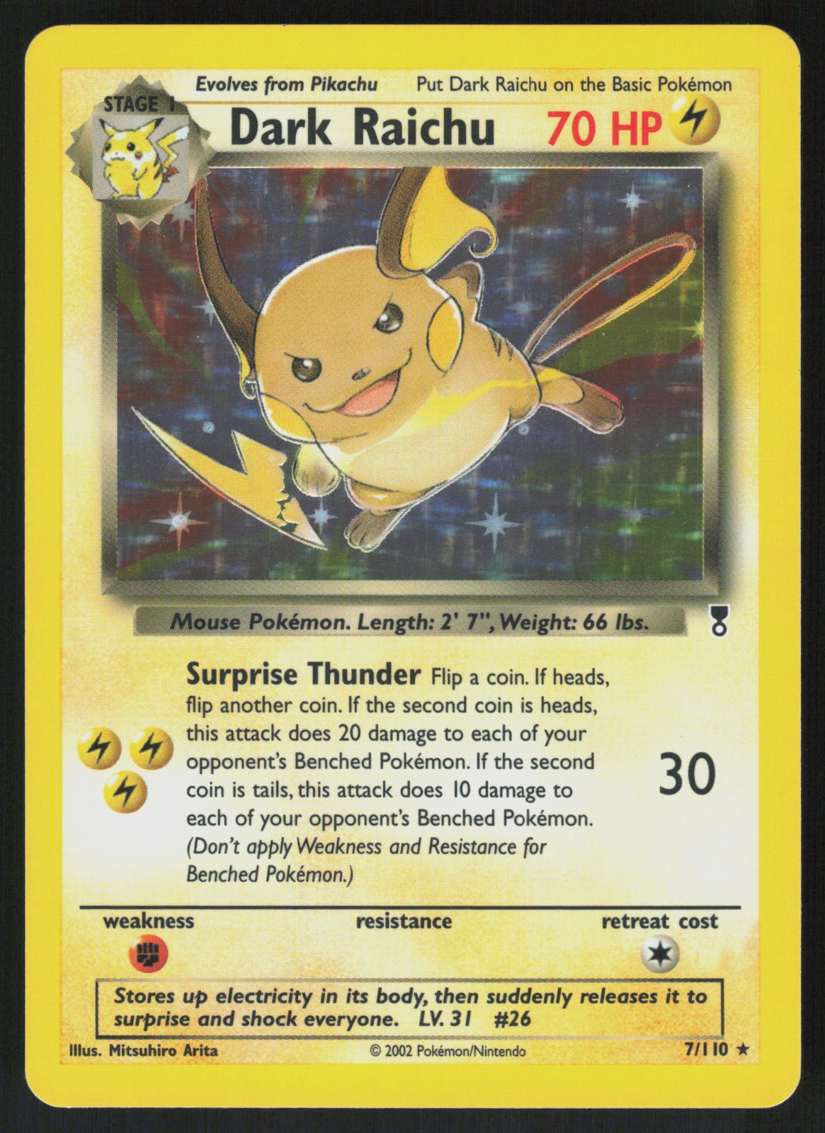 Pokemon Dark Raichu 7/110 Legendary Collection Holo Rare Near Mint