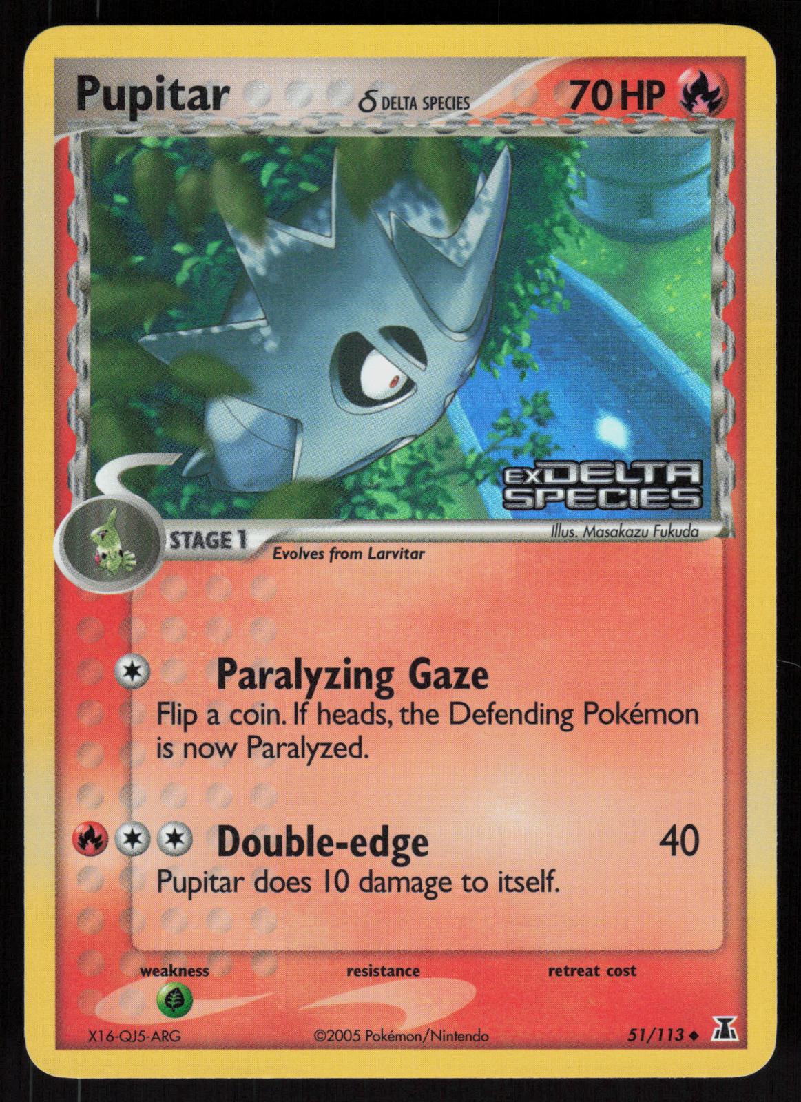 Pokemon Pupitar 51/113 Delta Species Uncommon Reverse Holo Near Mint