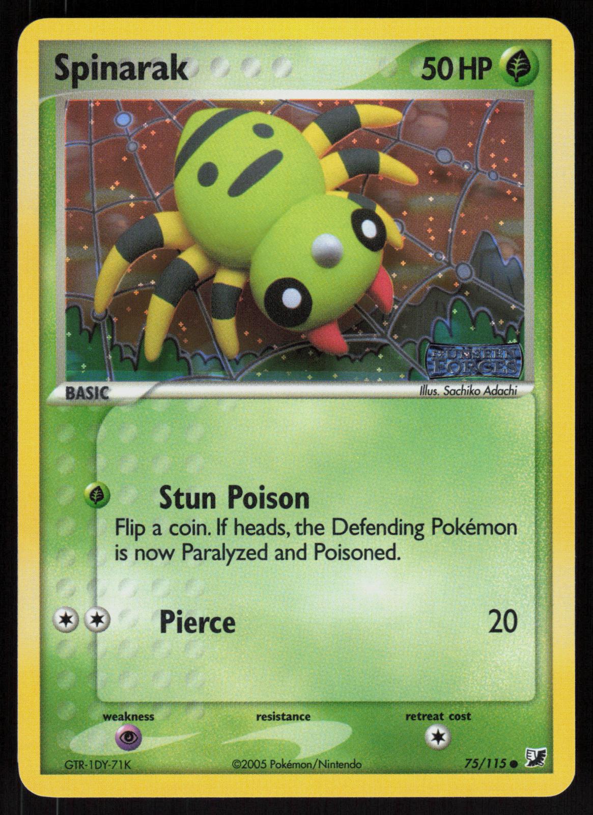 Pokemon Spinarak 75/115 Unseen Forces Common Reverse Holo Near Mint