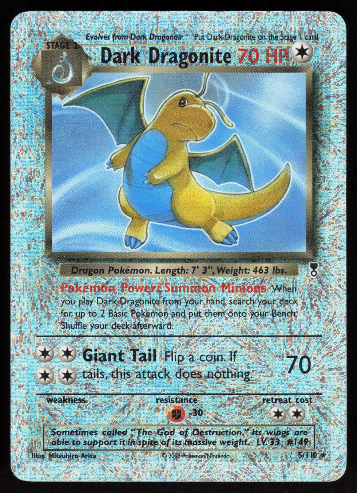 pokemon dark dragonite card Pokemon Dark Dragonite 5/110 Legendary Collection Reverse Holo Heavily Played