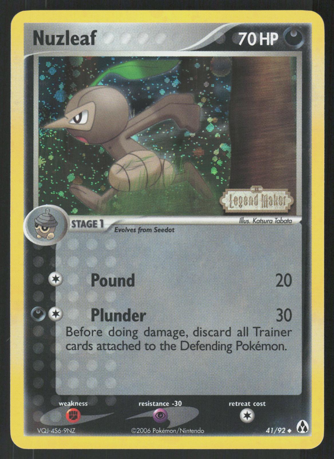 Pokemon Nuzleaf 41/92 Legend Maker Uncommon Reverse Holo Near Mint