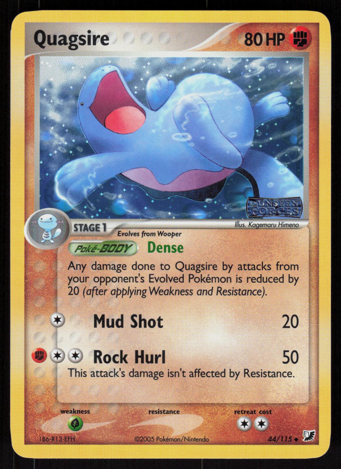 Pokemon Quagsire 44/115 Unseen Forces INVERTED Upside Down Reverse Holo NM