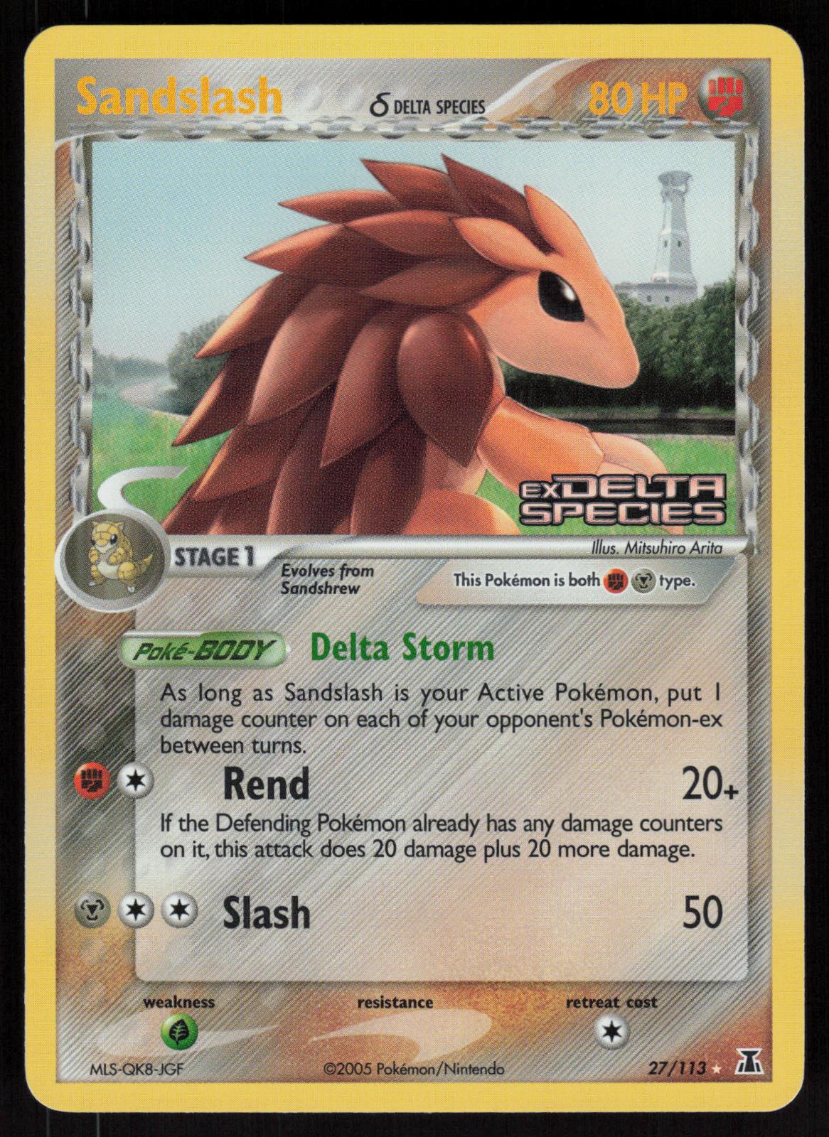 Pokemon Sandslash 27/113 Delta Species Rare Reverse Holo Near Mint