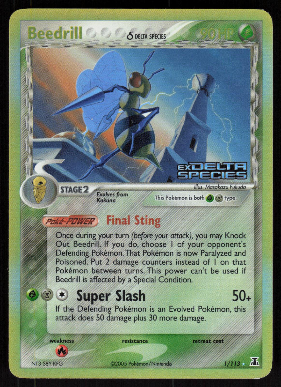 Pokemon Beedrill 1/113 Delta Species Holo Rare Reverse Holo Near Mint