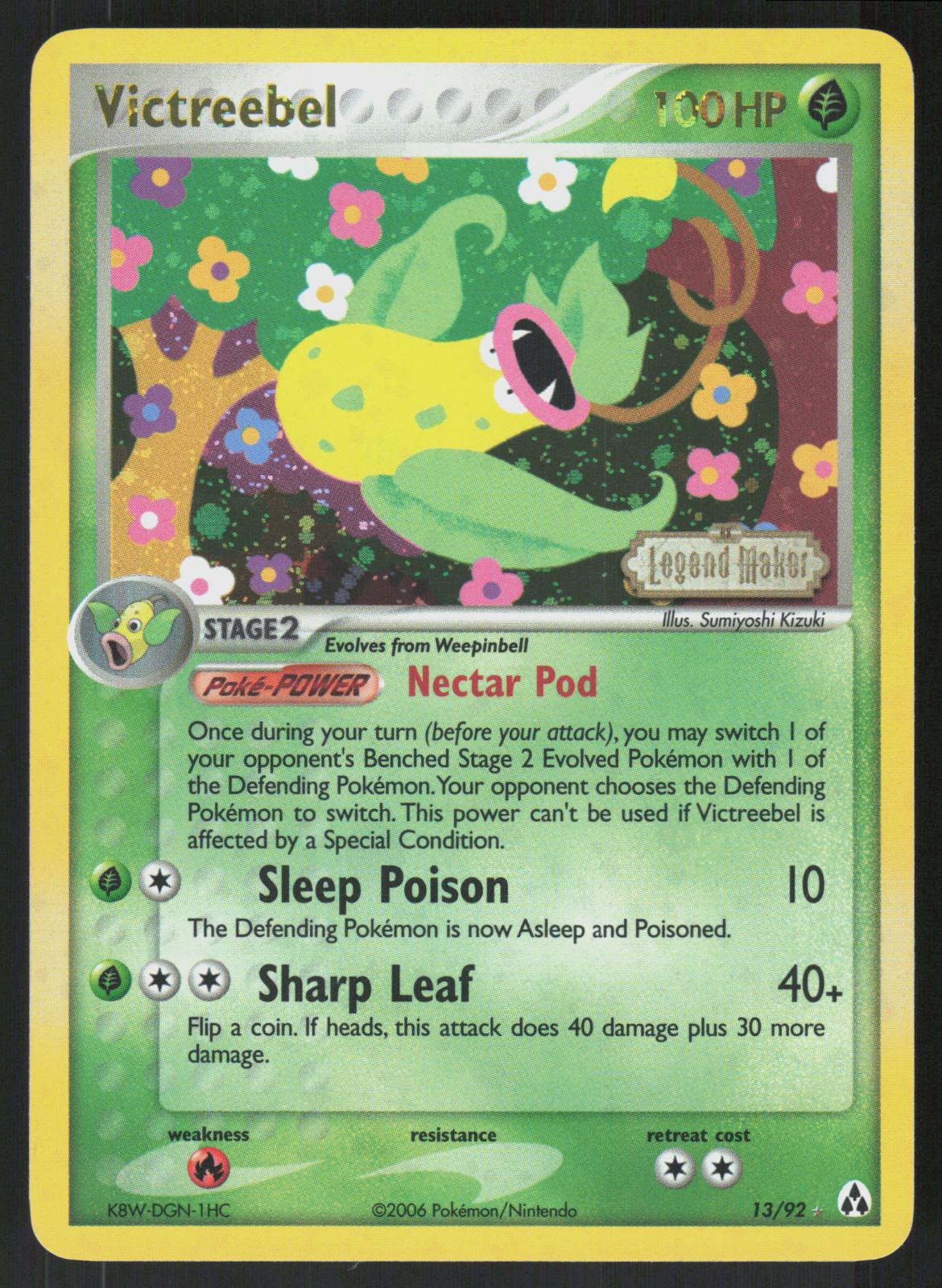 Pokemon Victreebel 13/92 Legend Maker Holo Rare Reverse Holo Near Mint