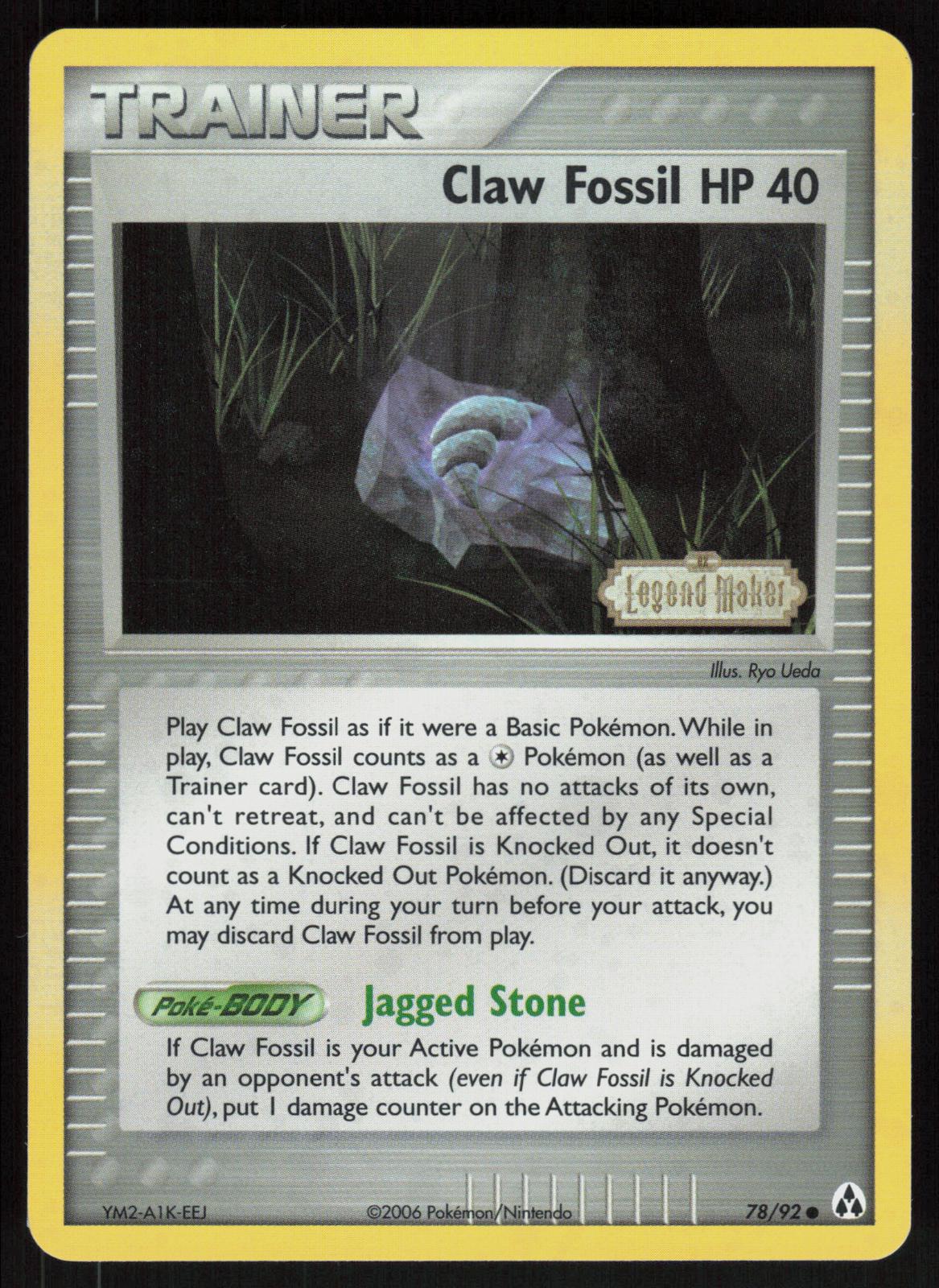 Pokemon Claw Fossil 78/92 Legend Maker Common Reverse Holo Near Mint