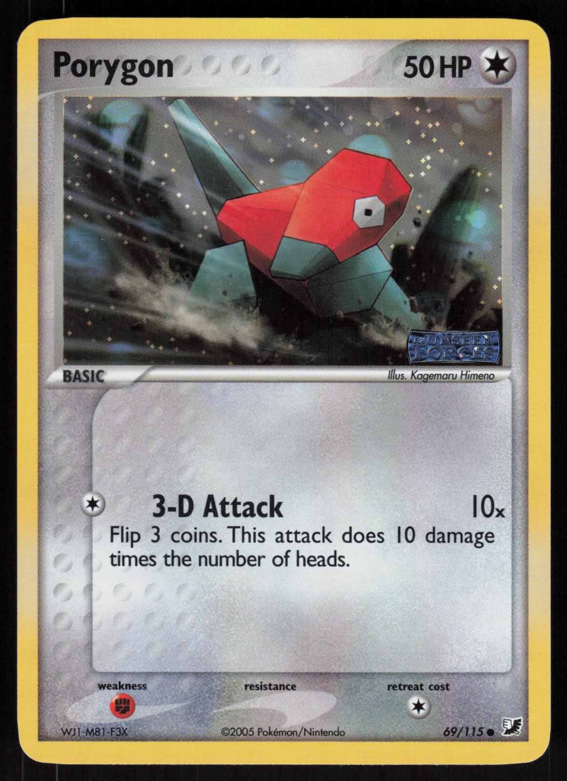 Pokemon Porygon 69/115 Unseen Forces Common Reverse Holo Near Mint