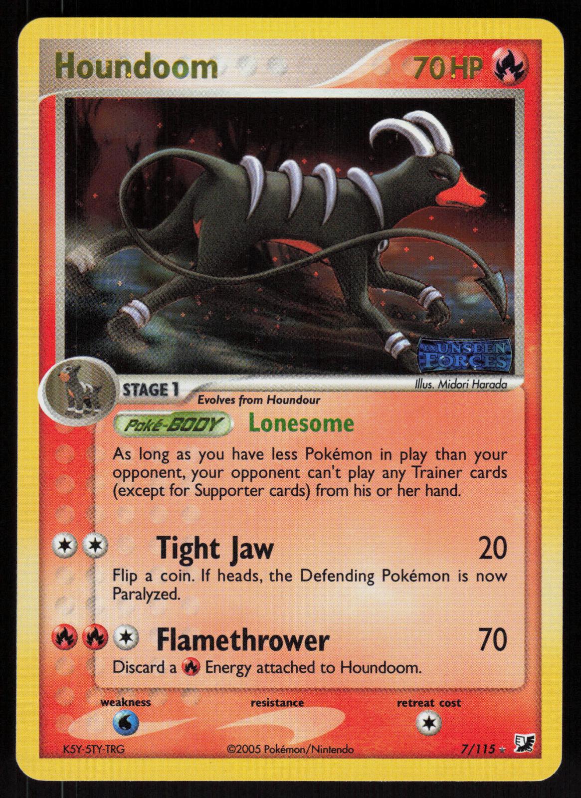 Pokemon Houndoom 7/115 Unseen Forces Holo Rare Reverse Holo Near Mint