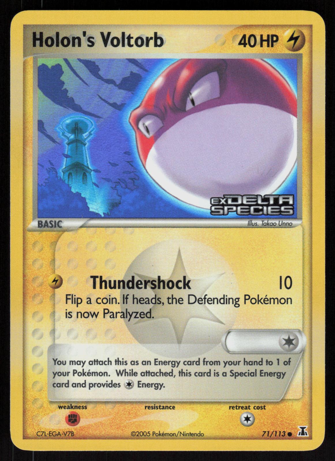 Pokemon Holon's Voltorb 71/113 Delta Species Common Reverse Holo Near Mint