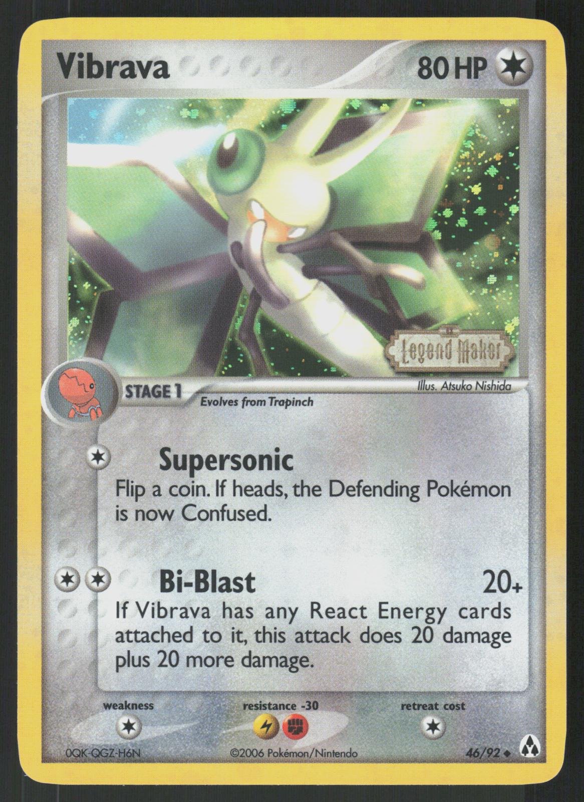 Pokemon Vibrava 46/92 Legend Maker Uncommon Reverse Holo Near Mint