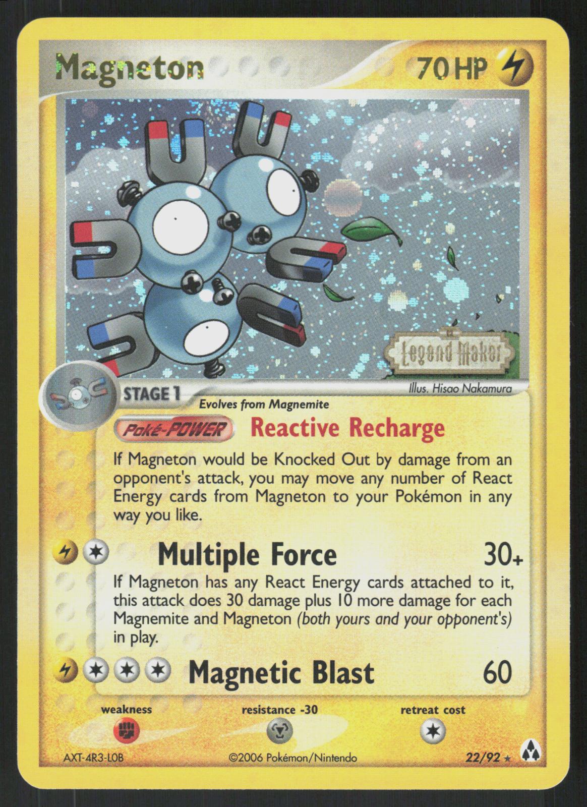 Pokemon Magneton 22/92 Legend Maker Rare Reverse Holo Near Mint