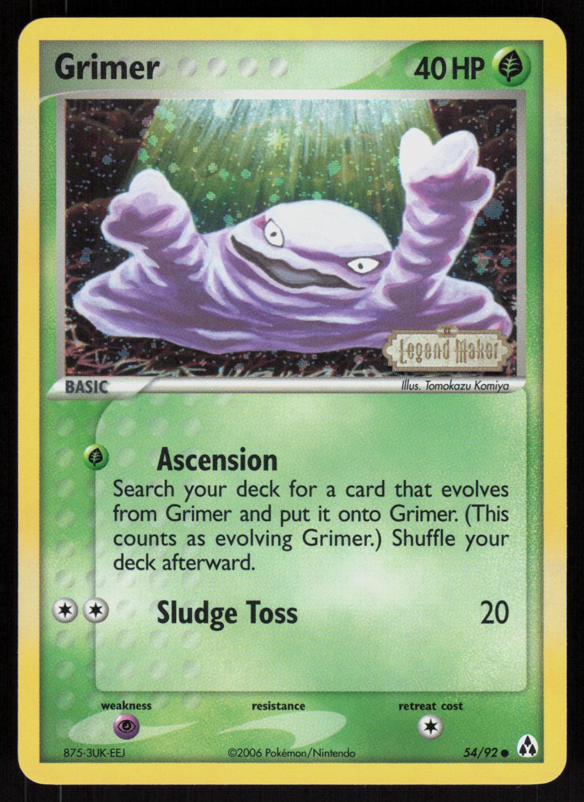 Pokemon Grimer 54/92 Legend Maker Common Reverse Holo Near Mint
