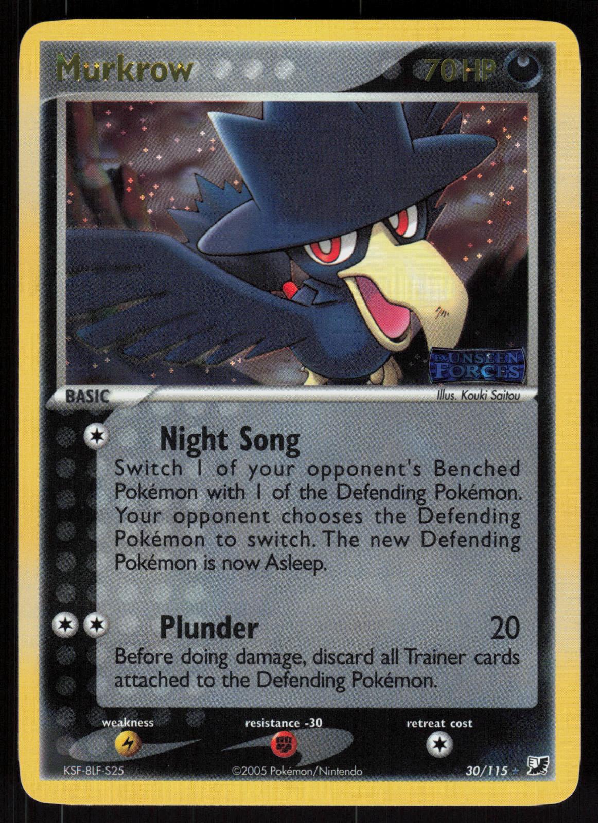 Pokemon Murkrow 30/115 Unseen Forces INVERTED Upside Down Reverse Holo NM