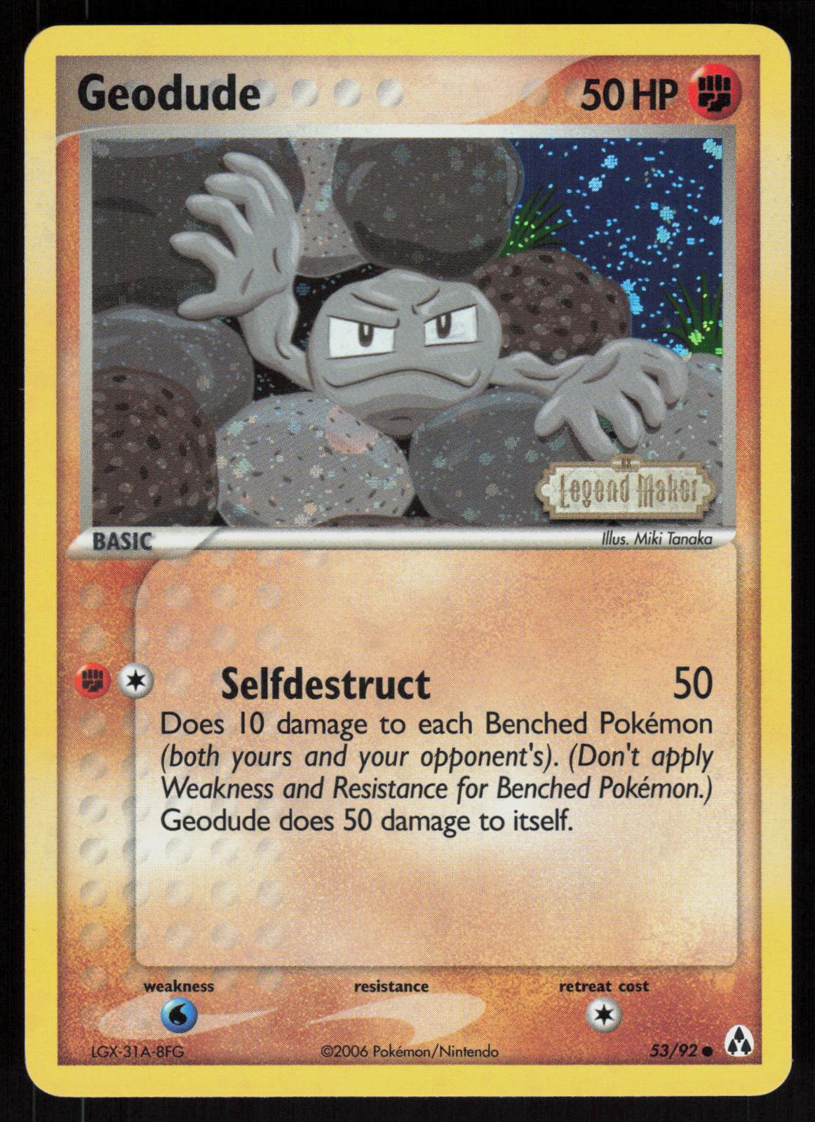Pokemon Geodude 53/92 Legend Maker Common Reverse Holo Near Mint