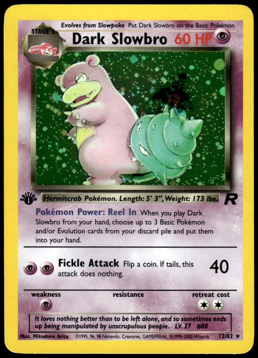 Pokemon Dark Slowbro 12/82 Team Rocket Holo Rare 1st Edition Lightly Played