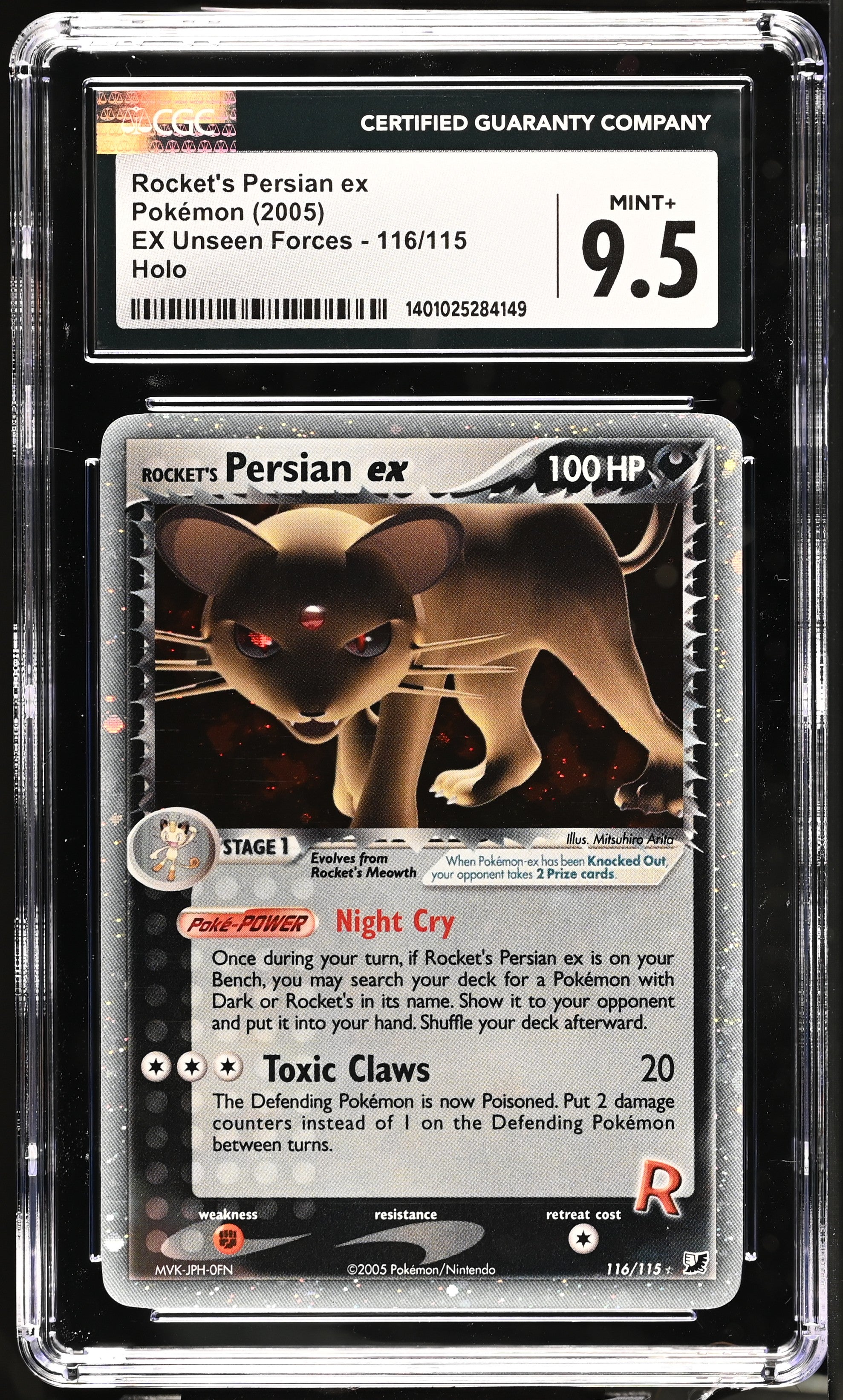 Rocket's Persian EX 116/115 Holo EX Unseen Forces Pokemon CGC 9.5 Mint+