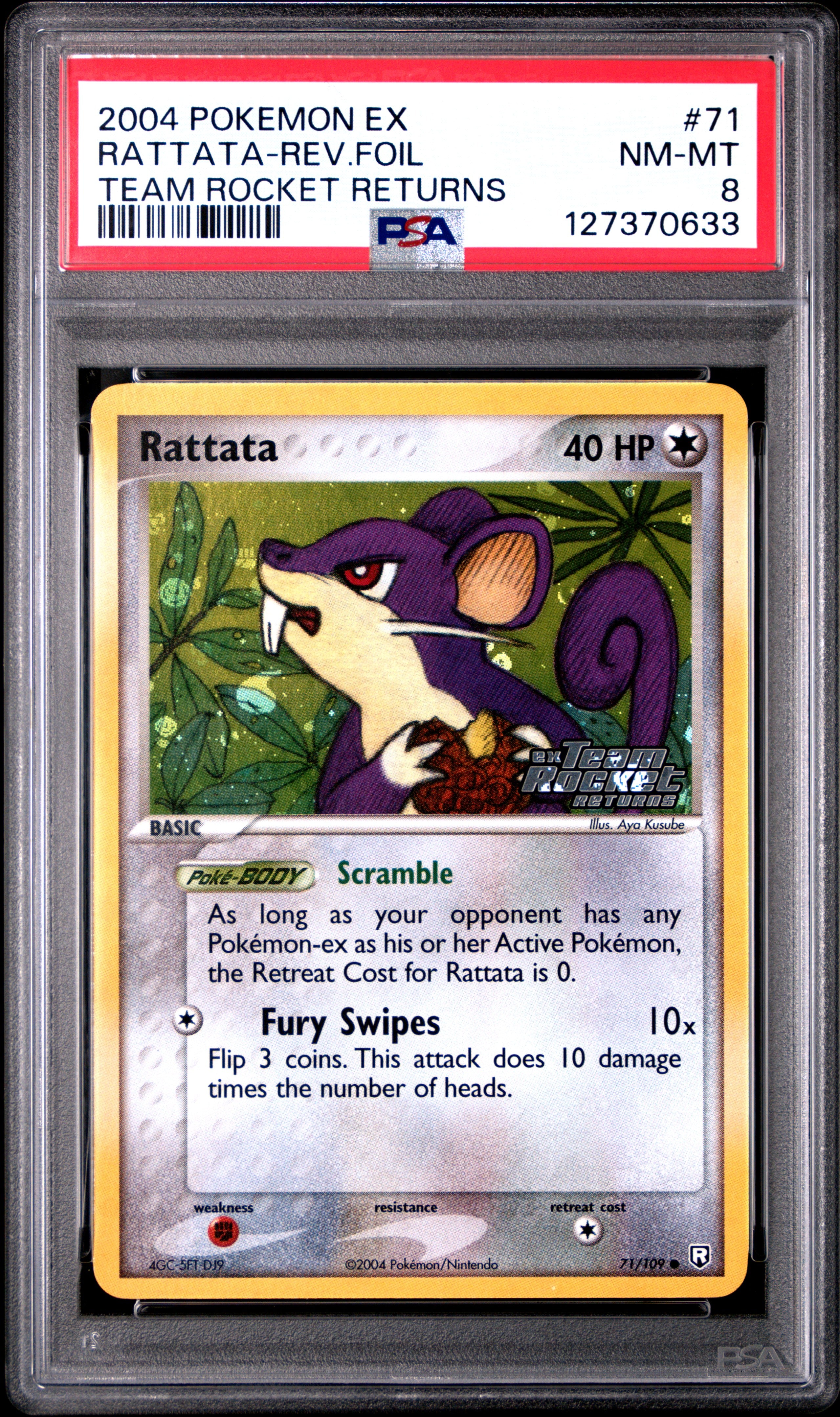 Rattata Reverse Holo 71/109 Team Rocket Returns Pokemon PSA 8