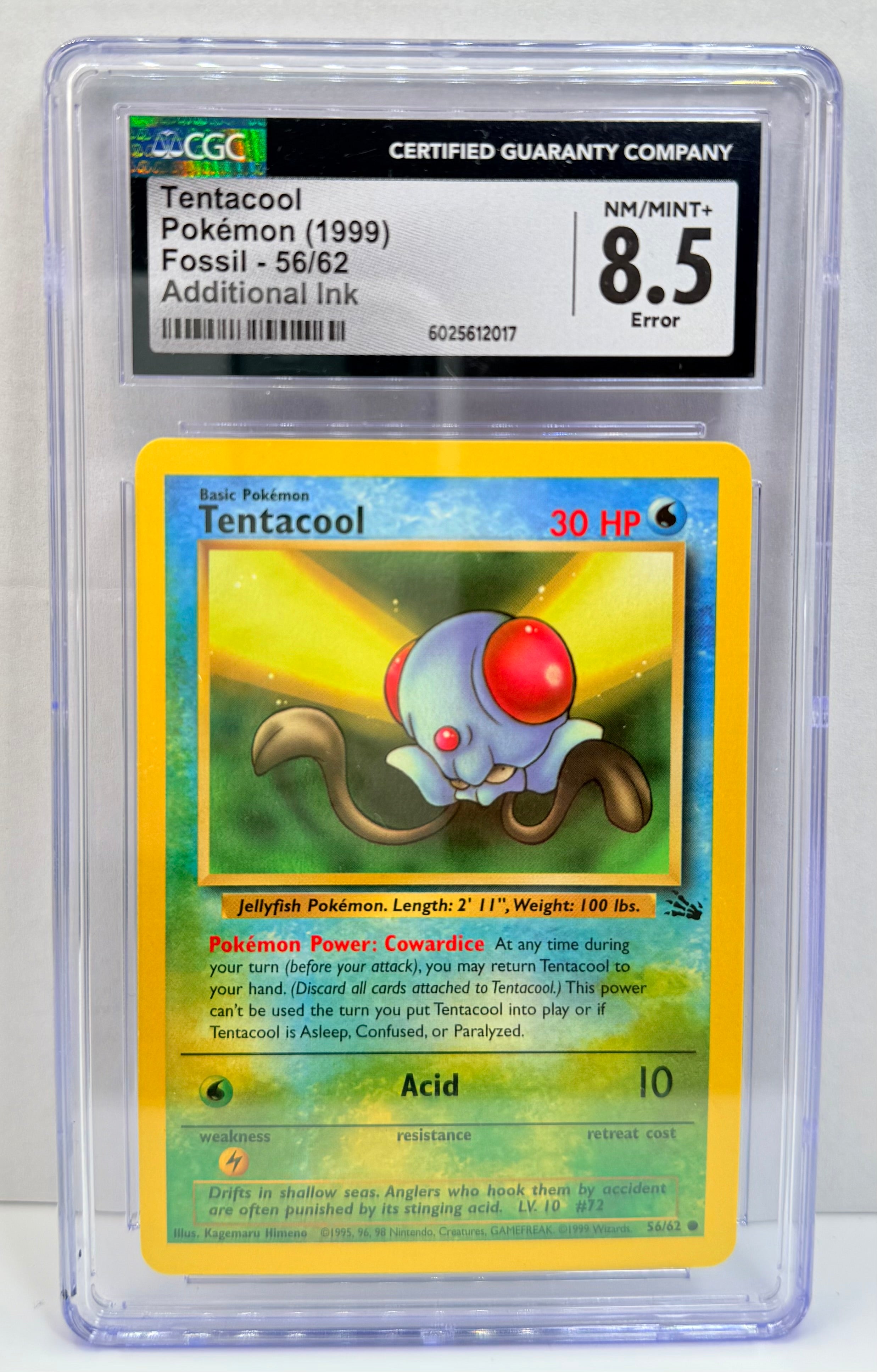 CGC 8.5 - Tentacool 56/62 Fossil - Error Additional Ink