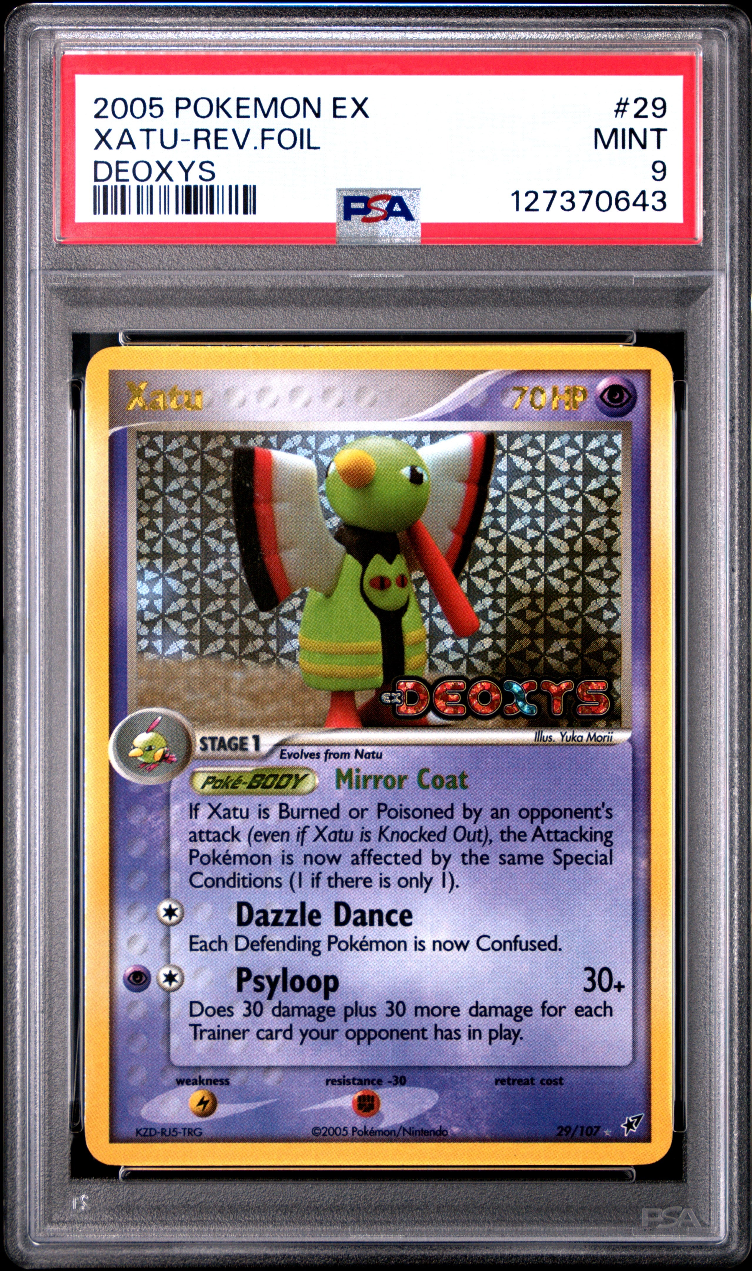 Xatu Reverse Holo 29/107 Deoxys Pokemon PSA 9