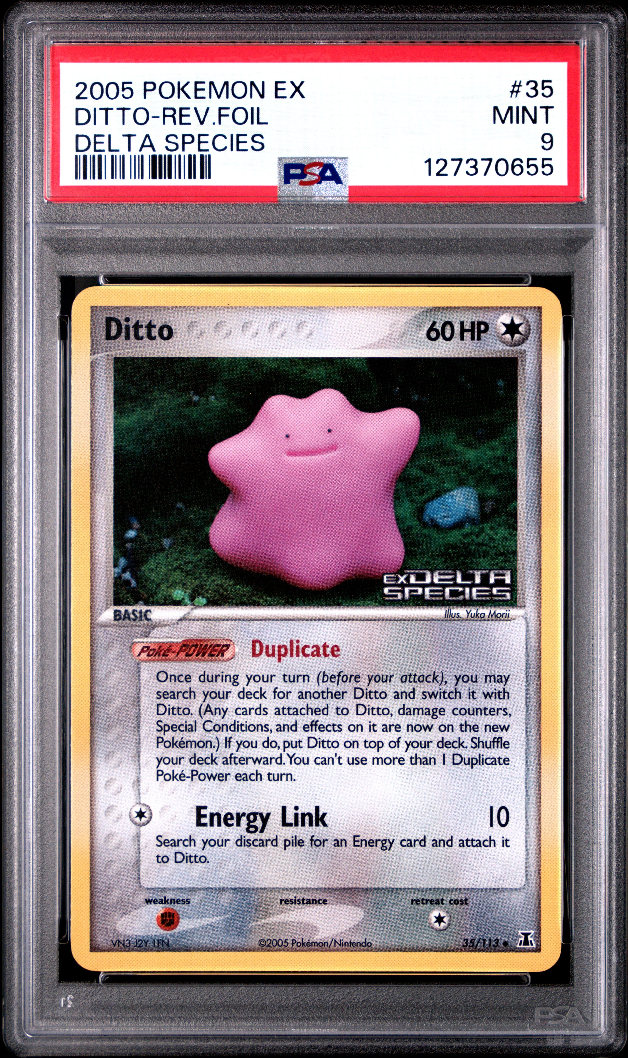 Ditto Reverse Holo 35/113 Delta Species Pokemon PSA 9