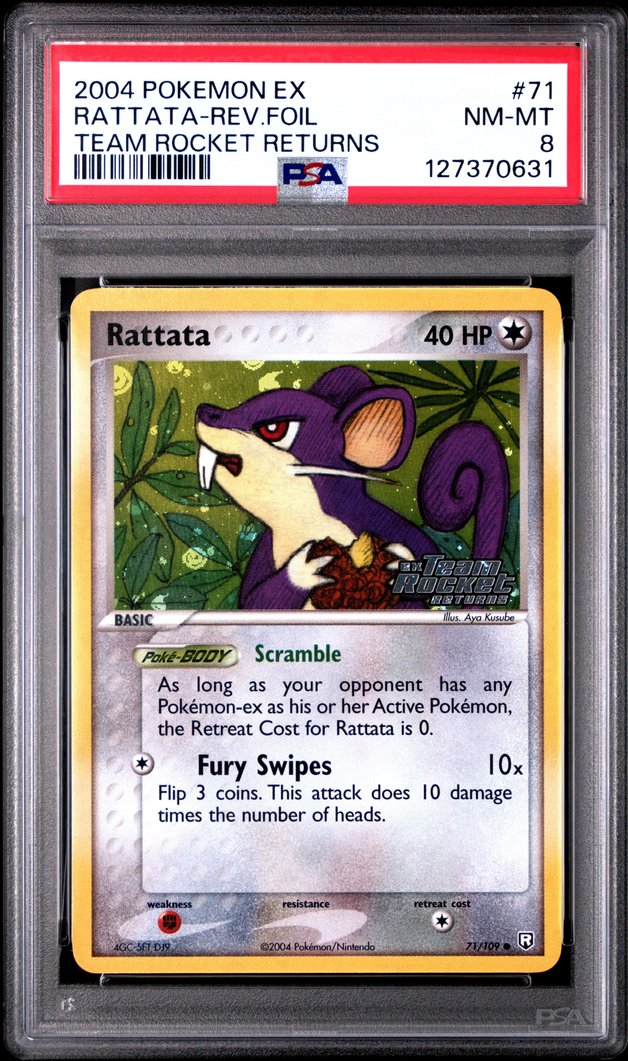 Rattata Reverse Holo 71/109 Team Rocket Returns Pokemon PSA 8