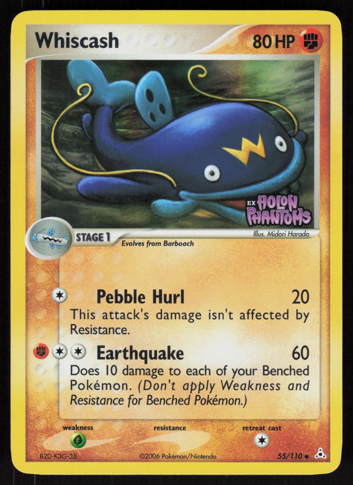Pokemon Whiscash 55/110 Holon Phantoms Uncommon Reverse Holo Near Mint