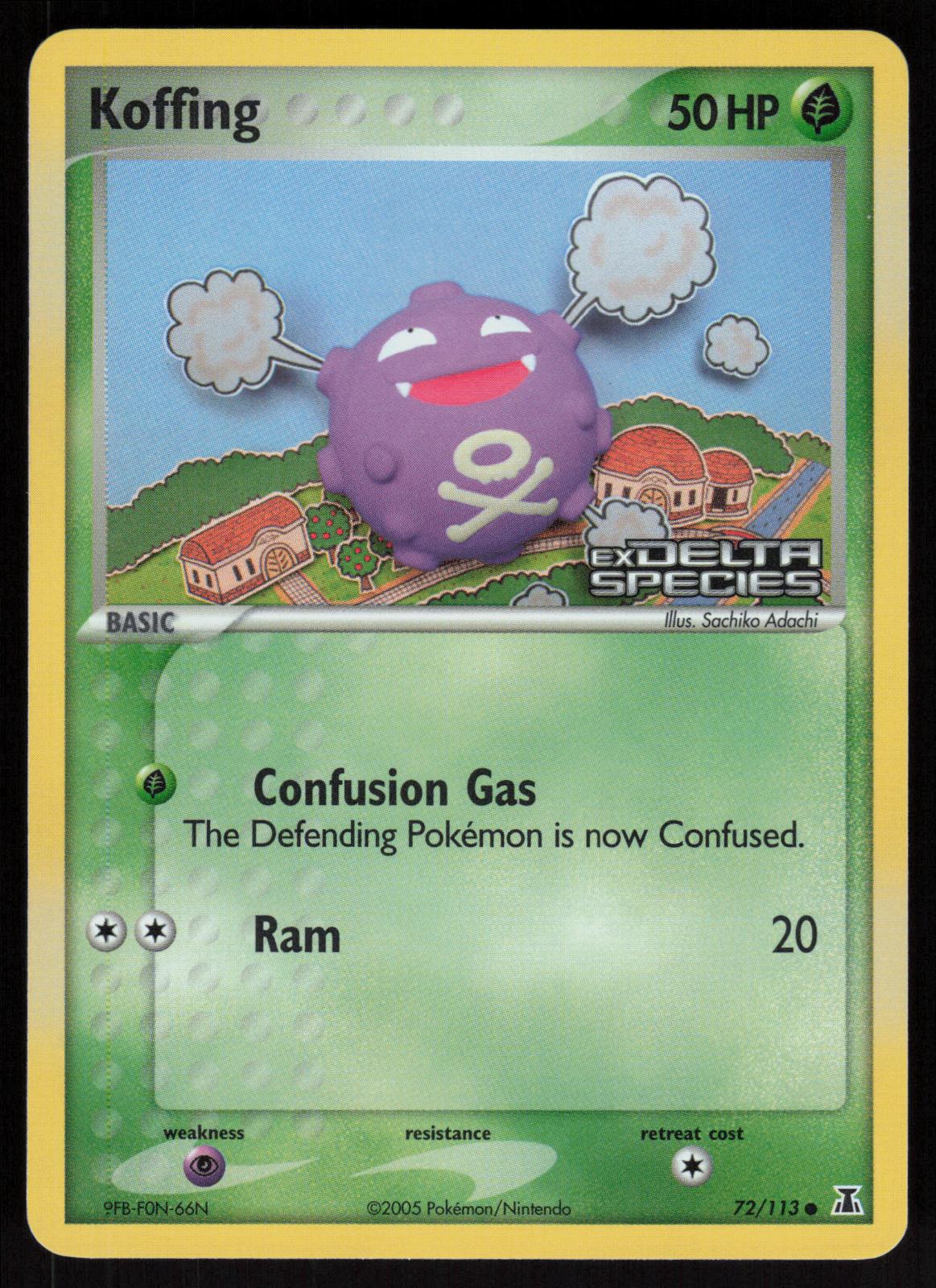 Pokemon Koffing 72/113 Delta Species Common Reverse Holo Near Mint