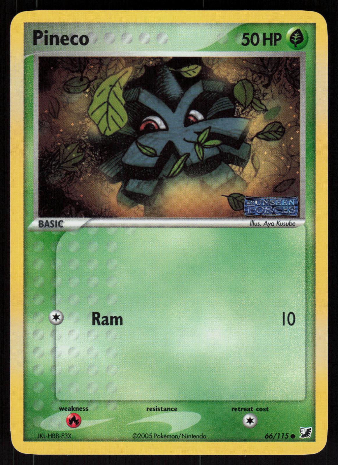 Pokemon Pineco 66/115 Unseen Forces INVERTED Upside Down Reverse Holo NM