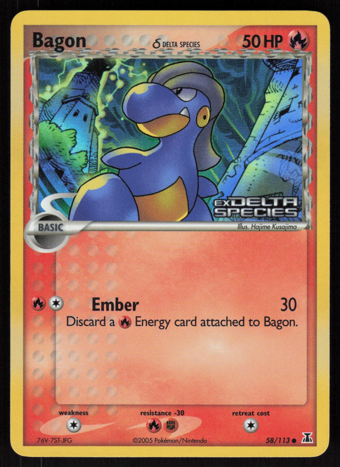 Pokemon Bagon 58/113 Delta Species Common Reverse Holo Near Mint