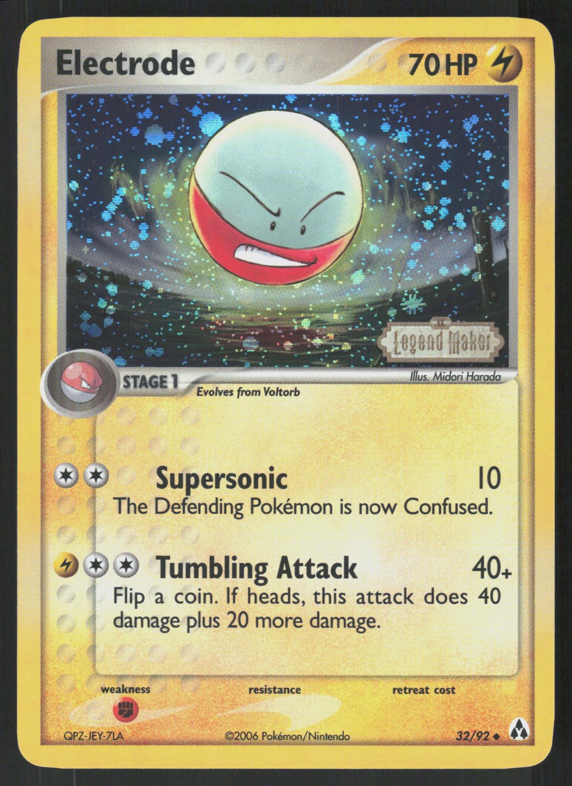 Pokemon Electrode 32/92 Legend Maker Uncommon Reverse Holo Near Mint