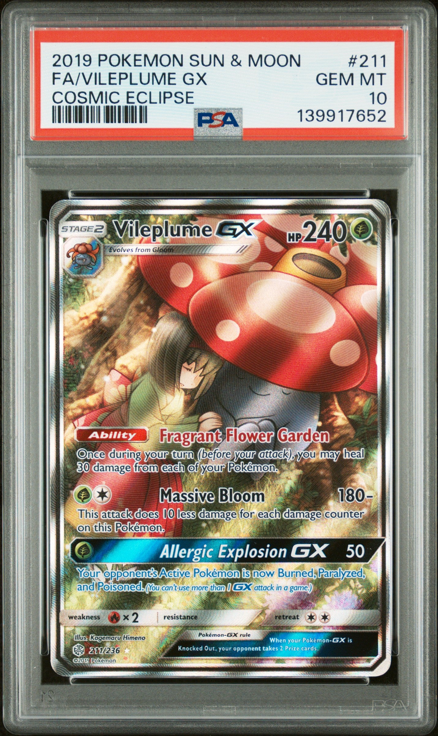 Vileplume Gx 211/236 Cosmic Eclipse Pokemon PSA 10