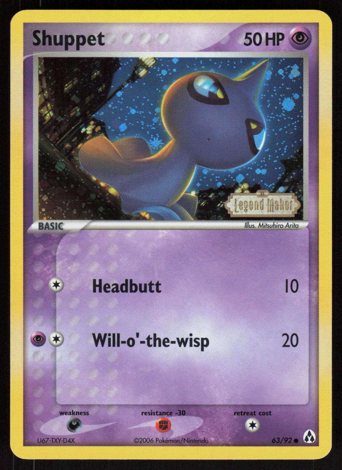 Pokemon Shuppet 63/92 Legend Maker Common Reverse Holo Near Mint