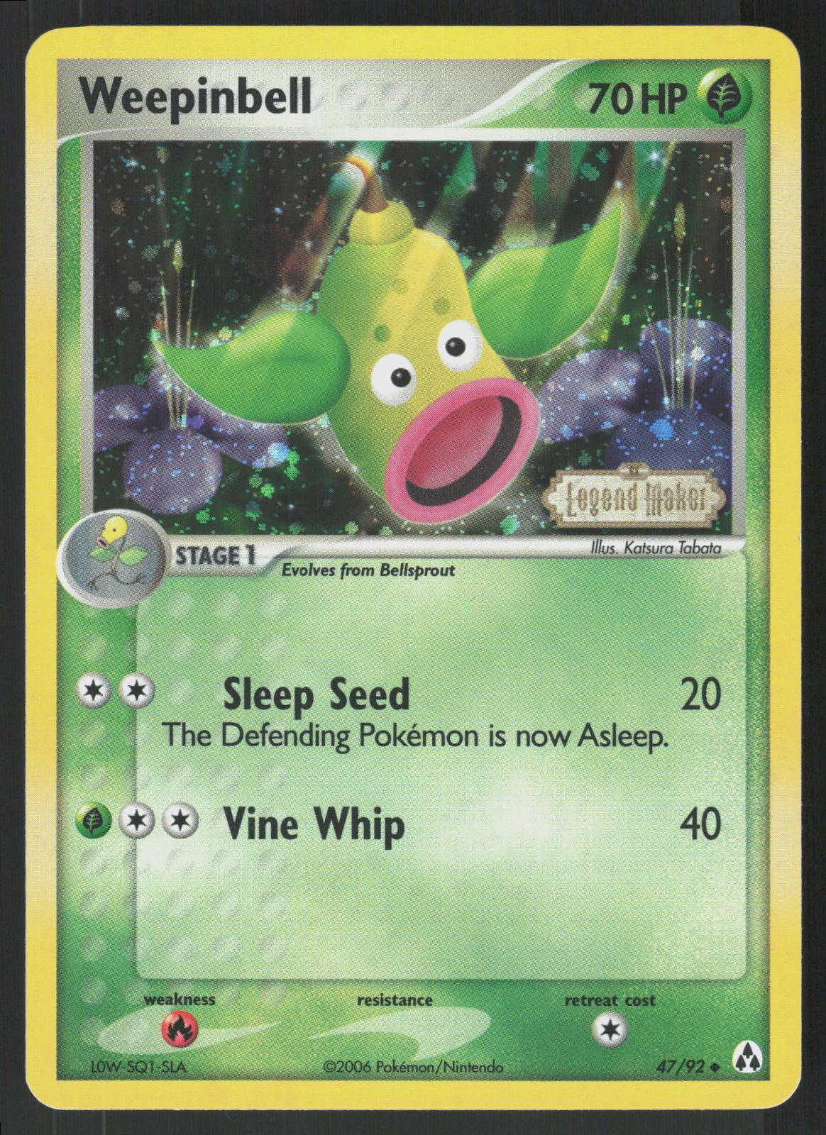 Pokemon Weepinbell 47/92 Legend Maker Uncommon Reverse Holo Near Mint