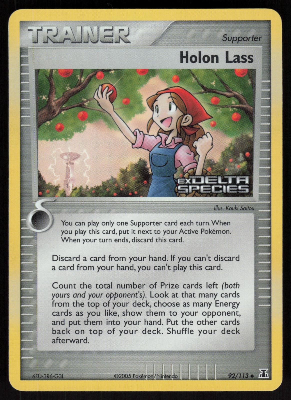 Pokemon Holon Lass 92/113 Delta Species Uncommon Reverse Holo Near Mint