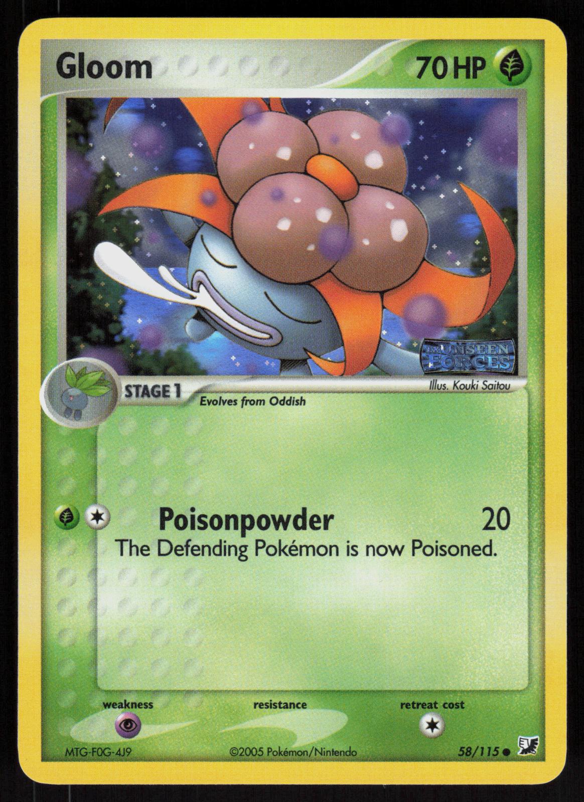 Pokemon Gloom 58/115 Unseen Forces Common Reverse Holo Near Mint