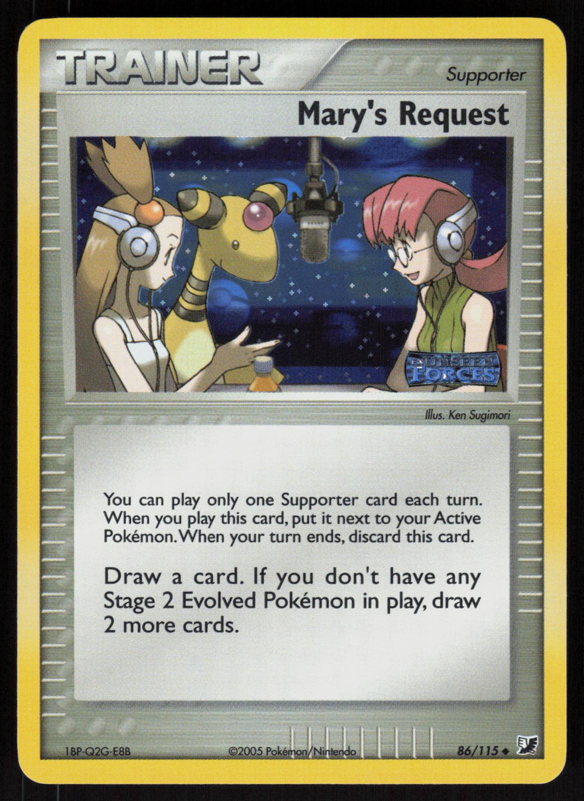 Pokemon Mary's Request 86/115 Unseen Forces Uncommon Reverse Holo Near Mint