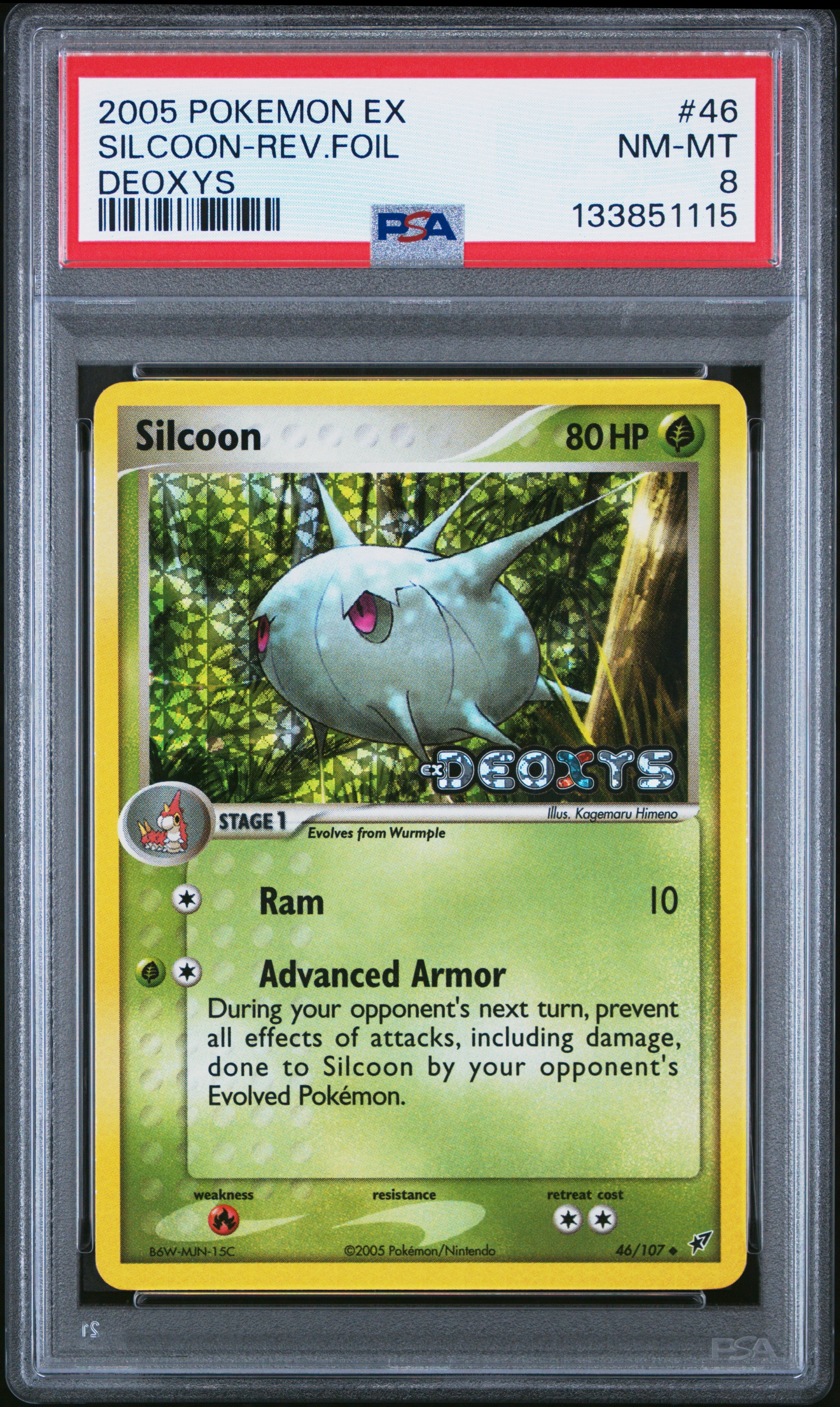 Silcoon Reverse Holo 46/107 Deoxys Pokemon PSA 8