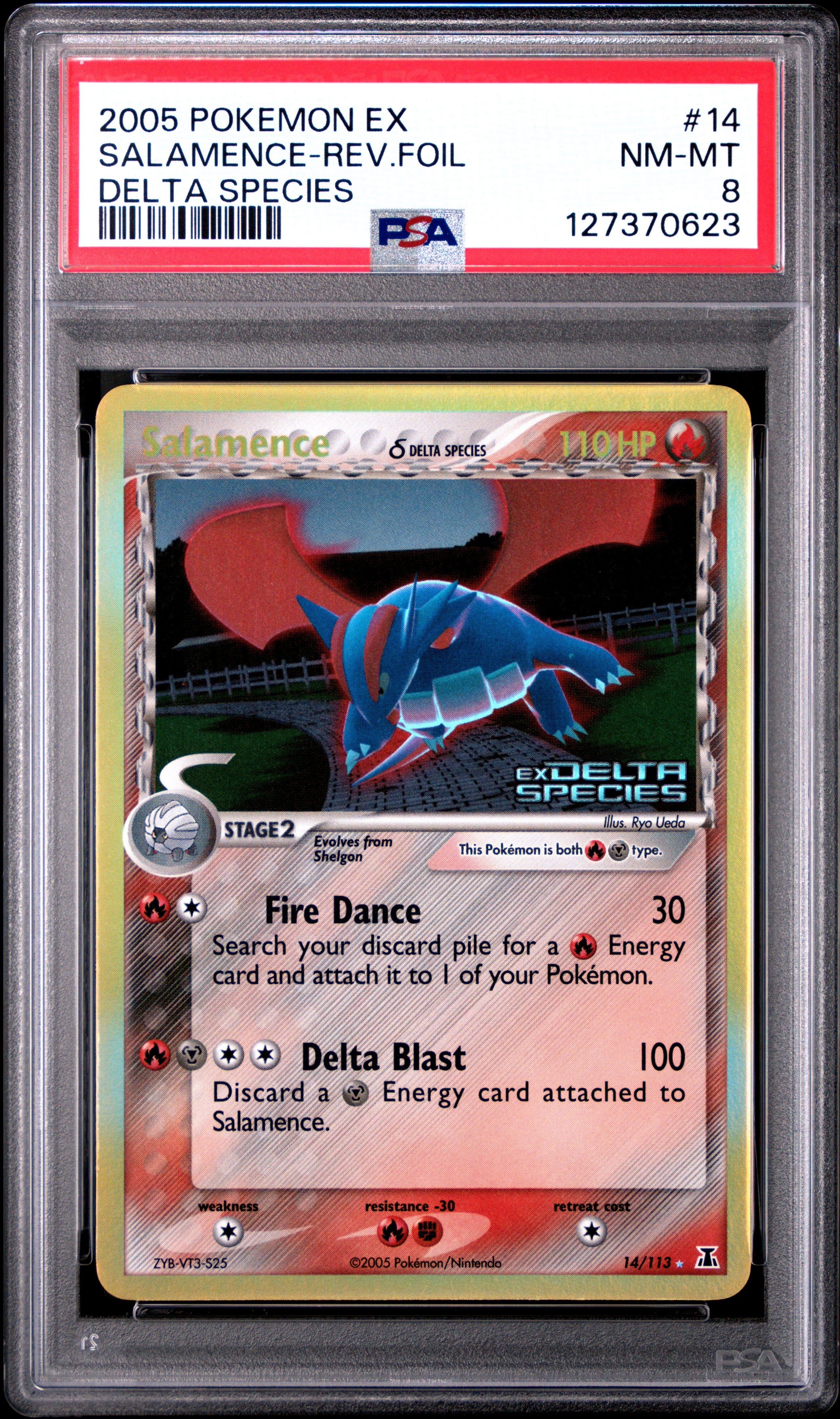 Salamence Reverse Holo 14/113 Delta Species Pokemon PSA 8
