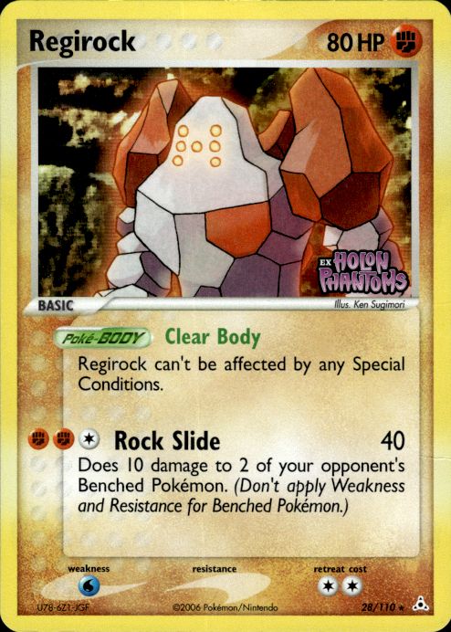 Regirock 28/110 Holon Phantoms Pokemon Reverse Holo Heavily Played - Creased