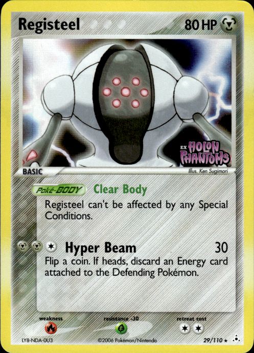 Registeel 29/110 Rare Holon Phantoms Pokemon Reverse Holo Moderately Played