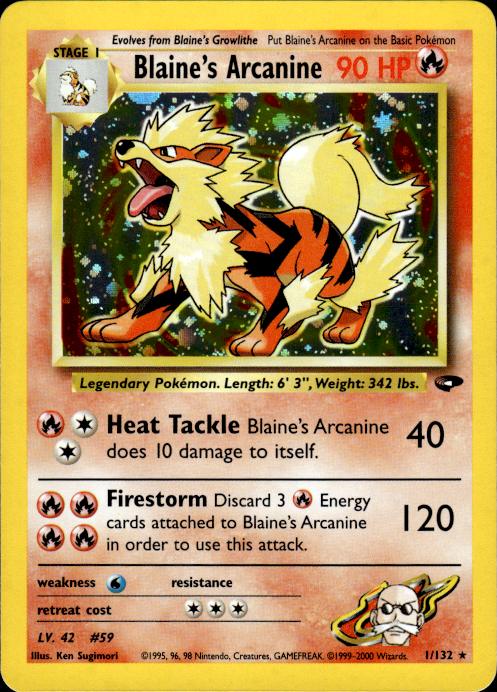 Pokemon Blaine's Arcanine 1/132 Gym Challenge Holo Rare Near Mint