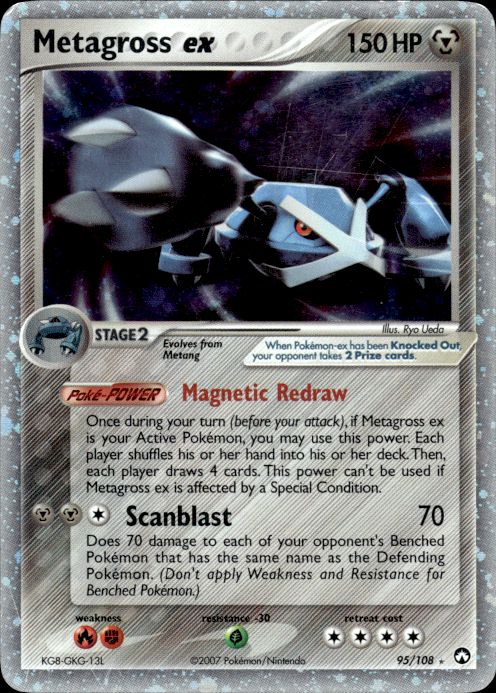 Metagross ex 95/108 Holo Rare EX Power Keepers Pokemon Heavily Played