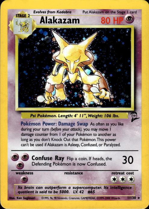 Pokemon Alakazam 1/102 Base Set 2 Rare Near Mint