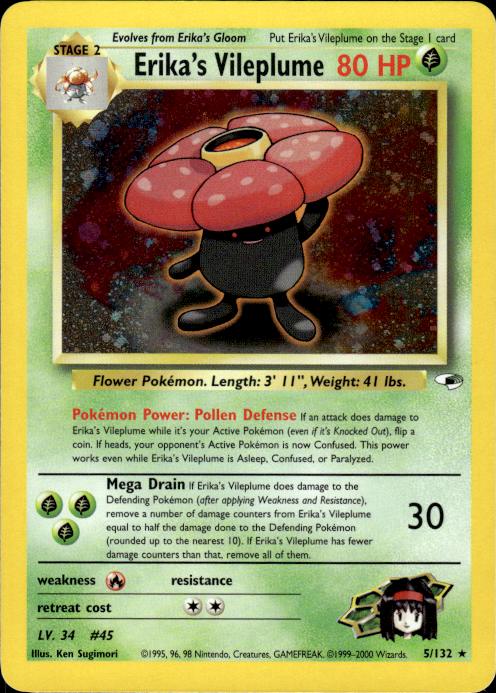 Pokemon Erika's Vileplume 5/132 Gym Heroes Holo Rare Near Mint